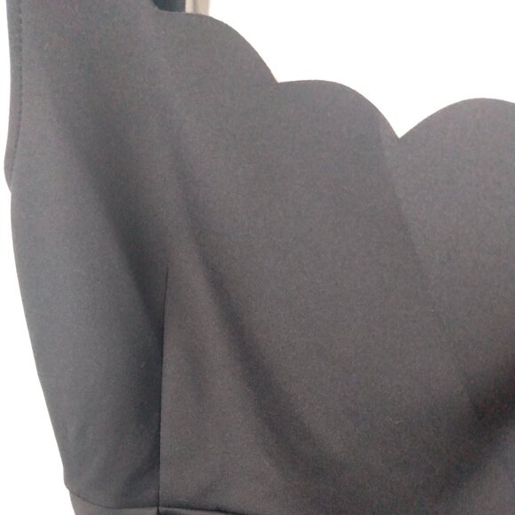 BLACK SCALLOPED NECKLINE A-LINE DRESS SLEEVELESS SIZE M MEDIUM - Picture 5 of 14